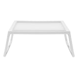 6-Pack Foldable Lap Desks with Device Slots, White PP Tray Table with Charging Port