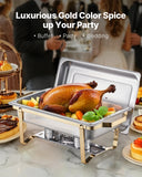 SucceBuy 8 Qt 4 Pack Chafing Dish Buffet Set Stainless Steel Chafer with 2 Full Size