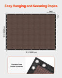 90% Sun Shade Cloth, 10 x 12 ft Pergola Shade Cover with Stainless Steel