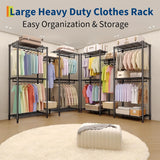 Heavy Duty Clothes Rails, Clothes Rack with 5 Hang Rods & 8 Shelves