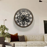 Large Industrial Gear Wall Clock With Wooden Frame For Living Room Office
