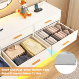 12 Drawer Dresser for Bedroom, 63'with Power Outlets & LED Lights