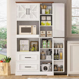IRONCK Farmhouse Kitchen Pantry Cabinet, Kitchen Hutch with Microwave Stand