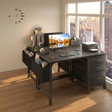 Computer Desk with File Drawers Cabinet, 47 Inch Reversible Home Office Desk