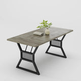 70.8 Inch Large Dining Table for 6-8, Industrial Wooden Kitchen Table