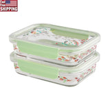 Airtight Glass Food Storage Containers Set 2 Tritan Lids Stacking Nesting Dishwasher