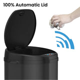 8 Gallon Round Sensor Trash Can with Deodorizer, Matte Black Stainless Steel, Touchless Automatic Lid