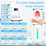 Automatic Soap Dispenser Touchless, USB Rechargeable with 9-Level Adjustable, 13.5oz Wall Mount for Kitchen Bathroom