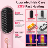 Cordless Hair Straightener Brush with MCH Fast Heating, 5D Dense Bristles, Rechargeable