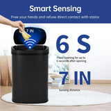 13 Gallon 50L Black Stainless Steel Automatic Sensor Trash Can Touch Free Lid