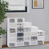 24pcs/set Transparent Plastic Shoe Case, Organizer Drawer Shoe Rack White