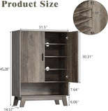5 Tier Shoe Cabinet Storage for Entryway w/ Doors, Freestanding Shoe Rack