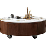 Modern Coffee Table with 2 Drawers and faux Marble Top for Living Room