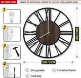 Silent Non Ticking,Rustic Modern Big Wood Clock w. Night Light for Living Roo