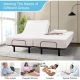 Ergonomic Split King Adjustable Bed Base with Massage, Wireless Remote