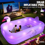 Inflatable Large Blow Up Pool  with Lights, for Backyard Family 100"x63"x20"