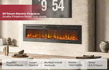 50/60-inch Smart Electric Fireplace Heater, Wall-mounted Or Built-in Fireplace
