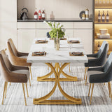 Tribesigns 63-Inch Rectangular Dining Table for 4 to 6, Modern Kitchen Table with Faux Marble Table Top, White Dinner Tables