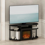 Electric Fireplace TV Stand for 55 Inch TVs, with Curved Open Storage