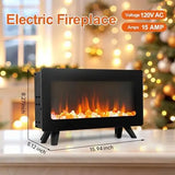 16" Electric Fireplace Heater with 3D Flame, 750W/1500W, Overheat Protection