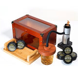 Old Fashioned Whiskey Smoker Box Kit With Dual View, Magnetic Clasp, Glass Smoker Top & Bamboo Tray For Bourbon Whiskey