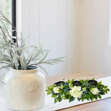 All Season Candle Holder Centerpiece for Table with Artificial Blueberr
