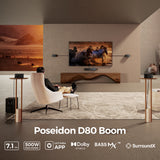 Poseidon D80 Boom 7.1ch 500W Dolby Atmos Soundbar, Wireless Subwoofer