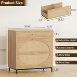 3-Drawer Rattan File Cabinet, A4 Size Hanging Files, Large Wooden Printer Stand for Home Office