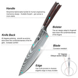 MDHAND 8pcs Kitchen Knife Damascus Stainless Steel Chef Knife Utility Paring Boning Cleaver