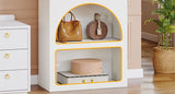 70.87" Tall Geometric Bookshelf, White Arched Bookcase with 5 Irregular Storage Shelves