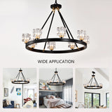 Wagon Wheel Chandelier Farmhouse Modern Small Crystal Round Chandelier