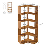 Tribesigns 6 Tier Corner Bookshelf, 64.96 Inch Tall Industrial Corner Bookcase