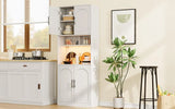 Kitchen Pantry Cabinet with RGB Light, Tall Kitchen Hutch Bar Cabinet with Microwave Stand