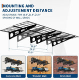 2 Pack 2x6Ft Garage Shelving Wall Mounted,  24"x72" Wall Shelf Garage Storage Rack Floating Shelves