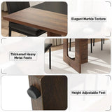 71 Inch Rectangular Dining Table for 6-8 People, Farmhouse Wood Kitchen Table with Wooden Legs