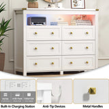 6 Drawer Dresser with Lights and Open Space for Bedroom, Closet