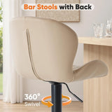 JHK Ergonomic Modern 360° Swivel Dining Chairs Set of 2 Adjustable Fabric Upholstered Kitchen