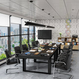 7.2FT Rectangular Conference Table Black Metal Frame Large Meeting Desk Office