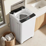 Portable washing machine for home, apartment, RV use; white plastic unit with 18lbs capacity