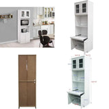 Danbury Style Tall Kitchen Pantry Cabinet with Microwave Storage, White
