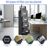4 Drawer File Cabinet Metal Vertical Black Filing Cabinets with Locks for Home Office