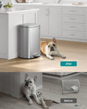 SONGMICS 13 Gallon (50 L) Trash Can, Stainless Steel Kitchen Garbage Can, Recycling or Waste Bin, Soft Close,