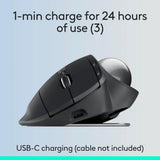 Wireless Ergonomic Trackball Mouse with USB-C Charging, Bluetooth, Encrypted Dongle, 6 Programmable Buttons for PC/Mac