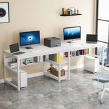 Tribesigns Two Person Desk with Bookshelf, 78.7 Computer Office Double Desk