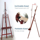 Inclinable A-Frame Easel for Painting and Display Adjustable