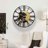 Large Industrial Gear Wall Clock With Wooden Frame For Living Room Office