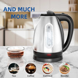 1.8L Stainless Steel Electric Kettle with Water Level Window, Auto Shut-Off, Boil-Dry Protection