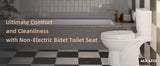 AQUATIZ Elongated Bidet Toilet Seat with Soft Close, Non-Electric Bidet Toilet Seat with Self