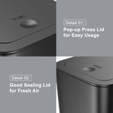 3 Pack 10 L/2.6 Gal Bathroom Trash Can with Lid, Small Kitchen Trash Bin with Press