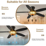 Ceiling Fans with Lights 48 Ceiling Fan Chandelier with 5 DualBlades and Glass Shade